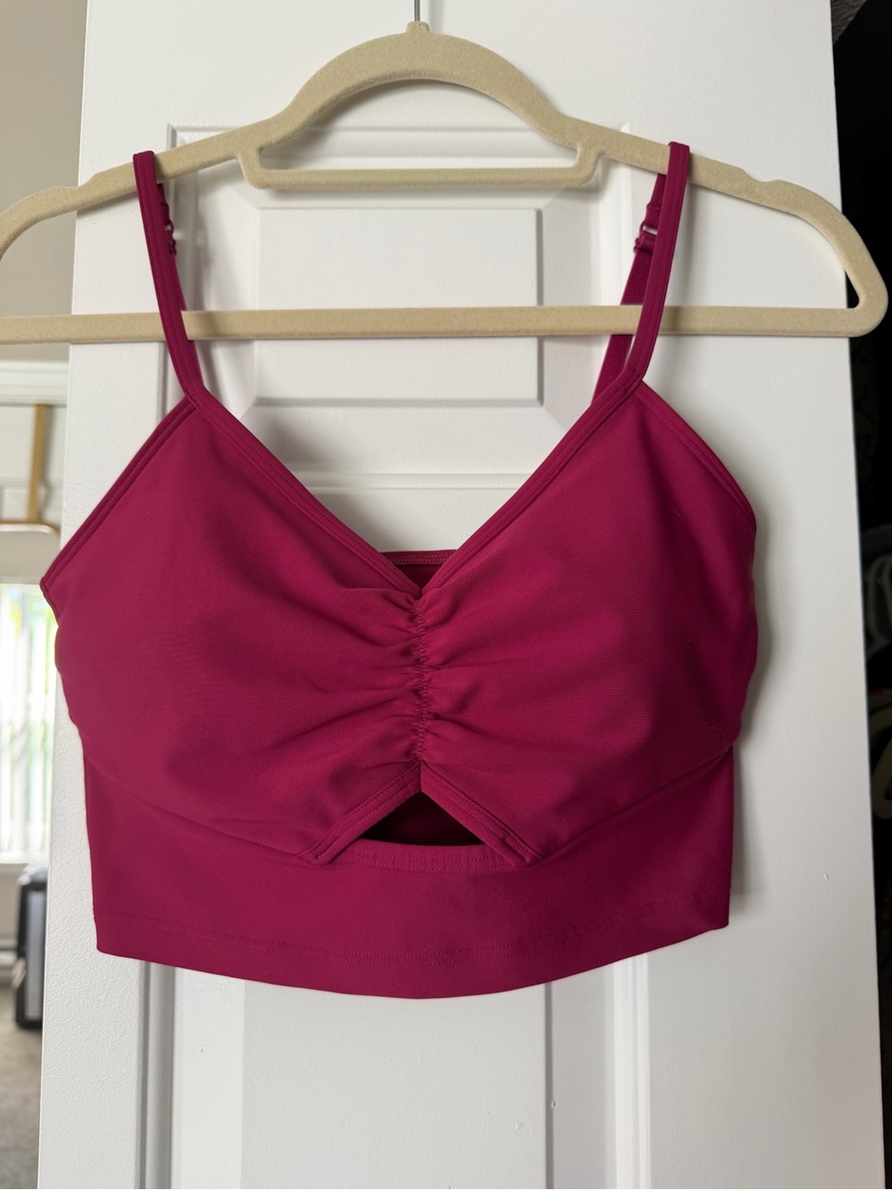 Old Navy Magenta Ruched Cutout Sports Bra
